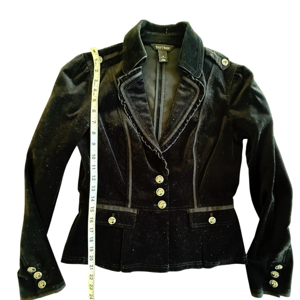 White House Black Market Black Velvet Blazer Jacket W’s 6 Fitted Button Front - Picture 8 of 10